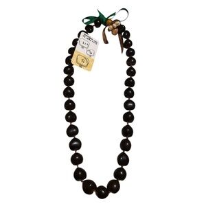Black Beaded kukui nut necklace